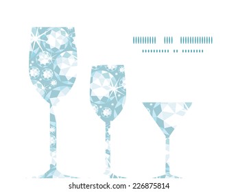 Vector shiny diamonds three wine glasses silhouettes pattern frame