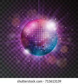 Vector shiny disco ball illustration on a transparent background.