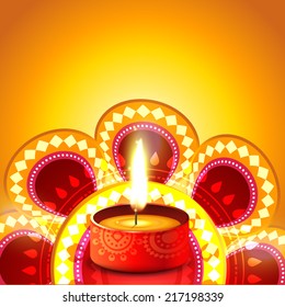 Vector shiny diwali diya background
