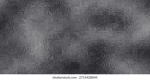 Folha brilhante do vetor ou padrão metálico prata. Textura de vidro fosco transparente, branco fosco e cinza, efeito de desfoque