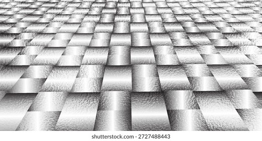 Folha brilhante do vetor ou padrão metálico prata. Textura de vidro fosco transparente, branco fosco e cinza, efeito de desfoque