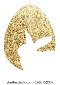 Vector shiny glitter egg with bunny silhouette happy Easter greeting card template