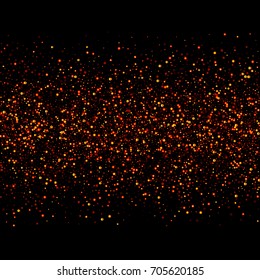 Vector shiny glitter modern background. Luxury starry night design. Golden confetti fall made of flickering circles. Good element for posters, banners, advertisements, cards, web, party or disco print