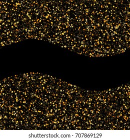 Vector shiny glitter modern background. Luxury starry night design. Golden confetti fall made of flickering circles. Good element for posters, banners, advertisements, cards, web, party or disco print