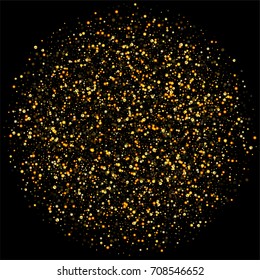 Vector shiny glitter modern background. Luxury starry night design. Golden confetti fall made of flickering circles. Good element for posters, banners, advertisements, cards, web, party or disco print
