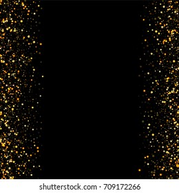 Vector shiny glitter modern background. Luxury starry night design. Golden confetti fall made of flickering circles. Good element for posters, banners, advertisements, cards, web, party or disco print