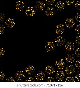 Vector shiny glitter modern background. Luxury starry night design. Golden confetti fall made of flickering circles. Good element for posters, banners, advertisements, cards, web, party or disco print