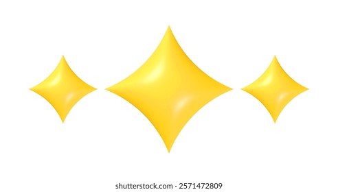 Vector shiny glossy 3D sparkling stars