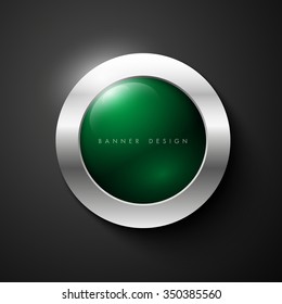 Vector shiny glossy banner with silver metallic frame