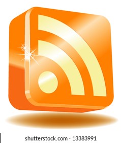 Vector Shiny Glossy RSS Icon in 3D