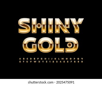 Vector Shiny Gold Alphabet set. Creative luxury Font. Premium style Letters and Numbers