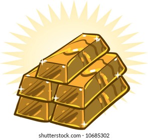 vector shiny gold bars stacked