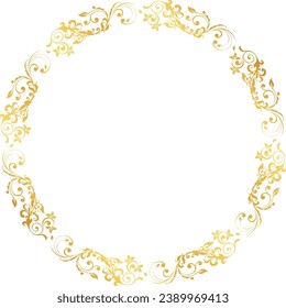 Vector shiny gold decorative circular frame, wedding invitation