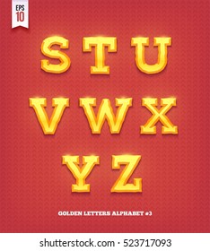 Vector shiny gold letters. Golden typeface font.