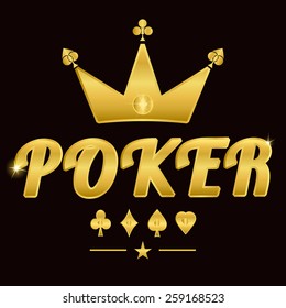 Vector shiny gold poker logotype. 