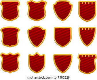 vector shiny gold shields - Separate layers for easy editing