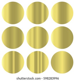Vector shiny gold white foil luxury collection. Swatch lovely set for fashion Illustration. Elegant light template. Realistic gradient icon texture metallic for frame, ribbon, banner, coin and label. 