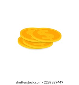 Vector shiny gold yellow dollar bill.