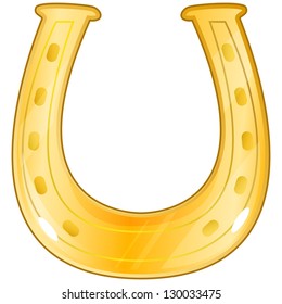 Vector shiny golden horseshoe. symbol of good luck