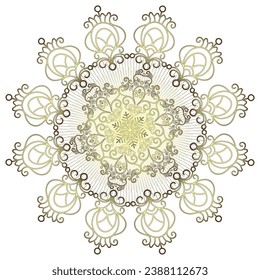 Vector shiny golden lace snowflake. Isolated on transparent background