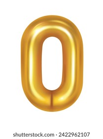 Vector shiny golden number zero -  decoration isolated on white background
