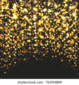 Vector shiny golden sparkles transparent backround illustration