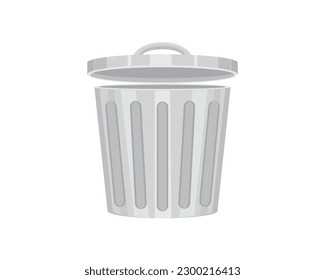 vector of a shiny gray container or trash can with a lid at the top slightly open made of aluminum which is usually used to put goods or objects that are no longer used