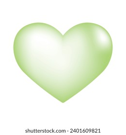 Vector shiny green heart illustration on white background.