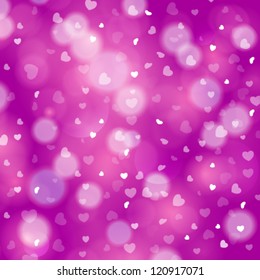 Vector shiny hearts bokeh light Valentine's day background.