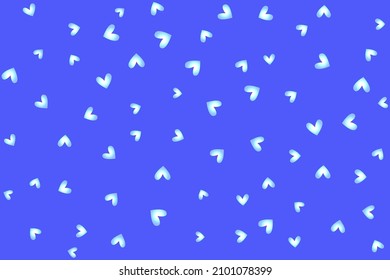 Vector shiny hearts on a blue background. Valentine's day pattern