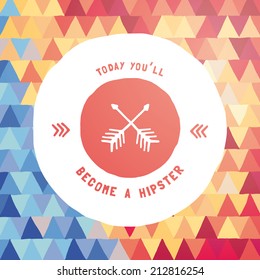 Vector shiny hipster background with blank badge. Fully vector graphics, easy to use or edit.