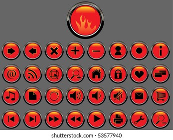 Vector shiny icons for web on gray backround.