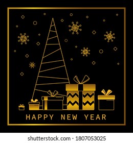 Vector shiny illustration. A festive banner. Happy New Year.