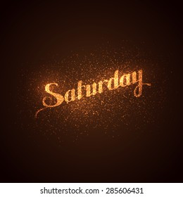 vector shiny illustration of Party label with glowing golden sparkles. lettering composition 