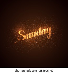 vector shiny illustration of Party label with glowing golden sparkles. lettering composition 