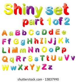 Vector Shiny Magnets Set (Part 1 of 2) - Alphabet in Small & Capital Letters