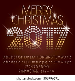 Vector brillante tarjeta de felicitación Feliz Navidad 2017 con un conjunto de letras, símbolos y números