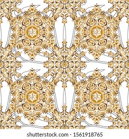 Vector shiny metal surface seamless pattern. Abstract golden elements on a background.