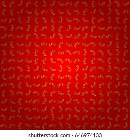 Vector shiny metal surface seamless pattern. Abstract golden elements on a red background.
