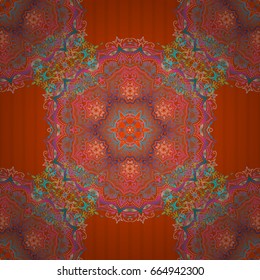 Vector shiny metal surface seamless pattern. Abstract blue, pink and orange elements.
