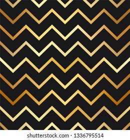 Vector shiny metallic zigzag pattern/ Black and gold stylish trendy background/ Golden texture pattern