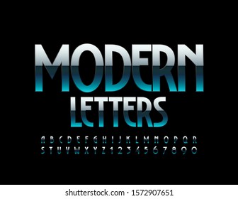 Vector shiny Modern Alphabet Letters and Numbers. Stylish elegant Font. 