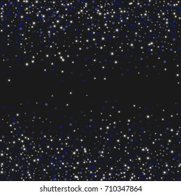 Vector shiny shiny modern background. Luxurious starry night design. Blue shiny confetti from falling stars. Well suited for posters, banners, advertisements, cards, web pages, parties
