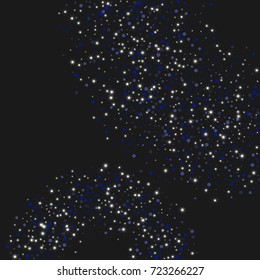 Vector shiny shiny modern background. Luxurious starry night design. Blue shiny confetti from falling stars. Well suited for posters, banners, advertisements, cards, web pages, parties