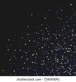Vector shiny shiny modern background. Luxurious starry night design. Blue shiny confetti from falling stars. Well suited for posters, banners, advertisements, cards, web pages, parties