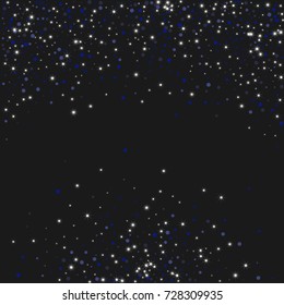 Vector shiny shiny modern background. Luxurious starry night design. Blue shiny confetti from falling stars. Well suited for posters, banners, advertisements, cards, web pages, parties