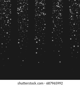 Vector shiny shiny modern background. Luxury starry night design. Silver shiny confetti from falling stars. Well suited for posters, banners, advertisements, cards, web pages, parties