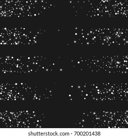 Vector shiny shiny modern background. Luxury starry night design. Silver shiny confetti from falling stars. Well suited for posters, banners, advertisements, cards, web pages, parties
