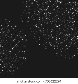 Vector shiny shiny modern background. Luxury starry night design. Silver shiny confetti from falling stars. Well suited for posters, banners, advertisements, cards, web pages, parties