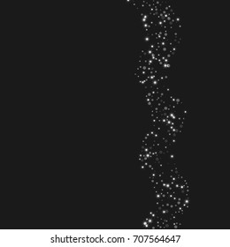 Vector shiny shiny modern background. Luxury starry night design. Silver shiny confetti from falling stars. Well suited for posters, banners, advertisements, cards, web pages, parties